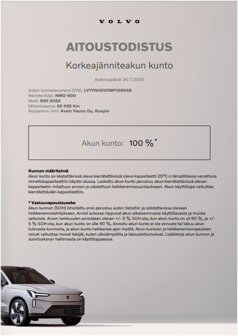 Esittelykuva VOLVO S90 lataushybridiautosta.