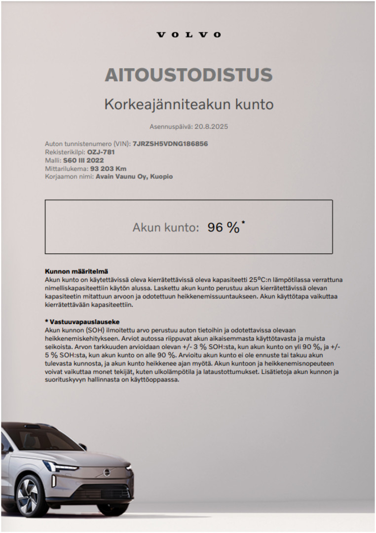 Esittelykuva VOLVO S60 lataushybridiautosta.