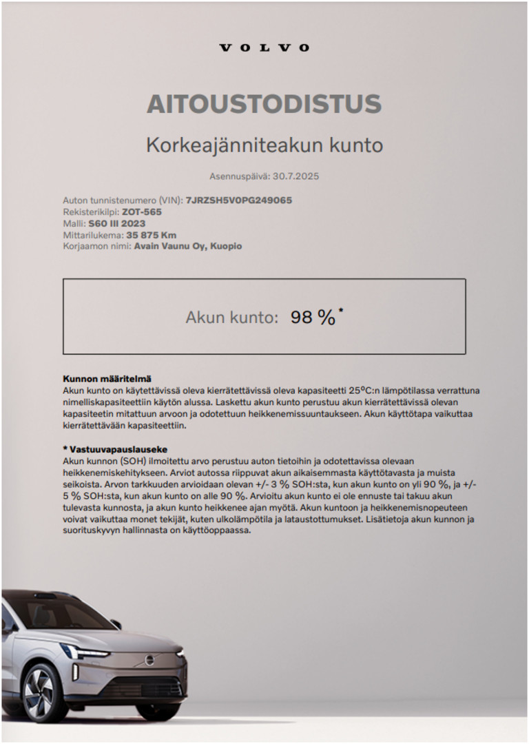 Esittelykuva VOLVO S60 lataushybridiautosta.