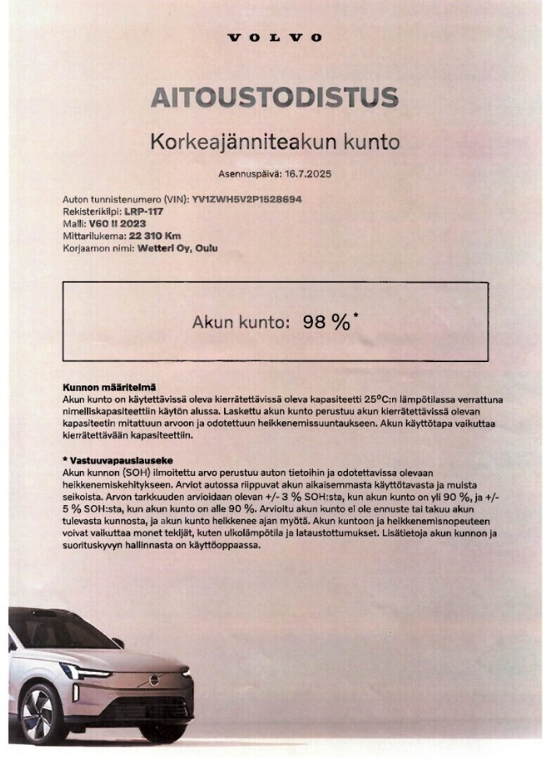 Esittelykuva VOLVO V60 lataushybridiautosta.
