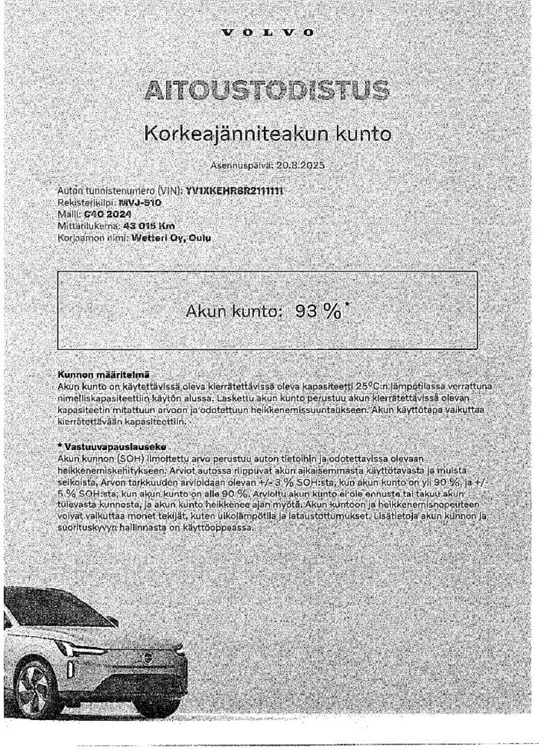 Esittelykuva VOLVO C40 täyssähköautosta.