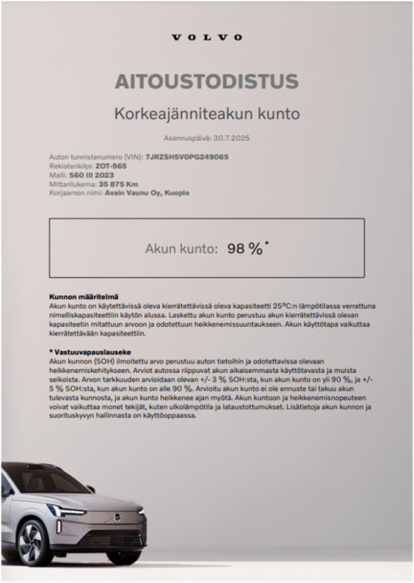 Esittelykuva VOLVO S60 lataushybridiautosta.