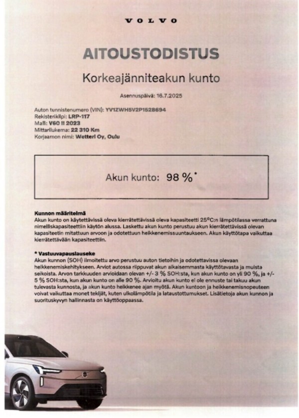 Esittelykuva VOLVO V60 lataushybridiautosta.