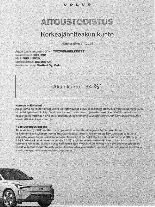 Esittelykuva VOLVO V60 lataushybridiautosta.