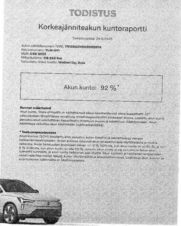 Esittelykuva VOLVO C40 täyssähköautosta.